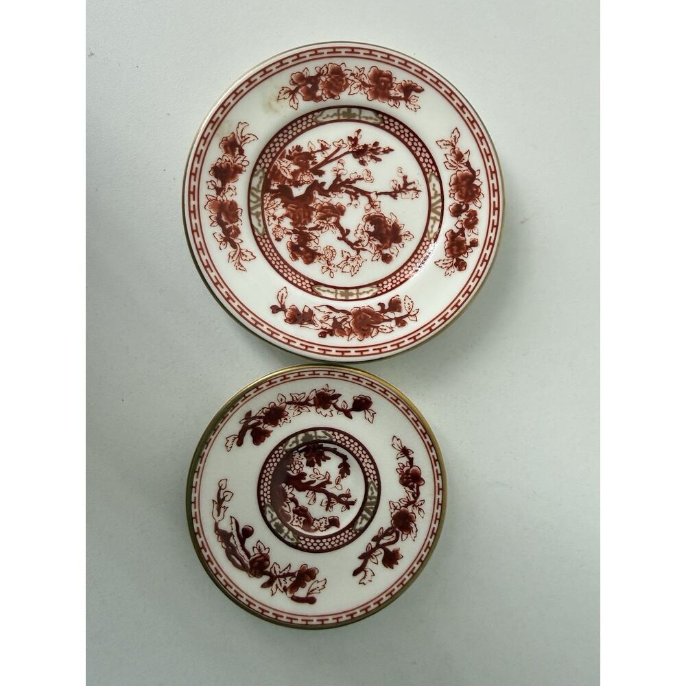 Coalport Indian Tree Red Bone China England Saucer & Side Plate Set